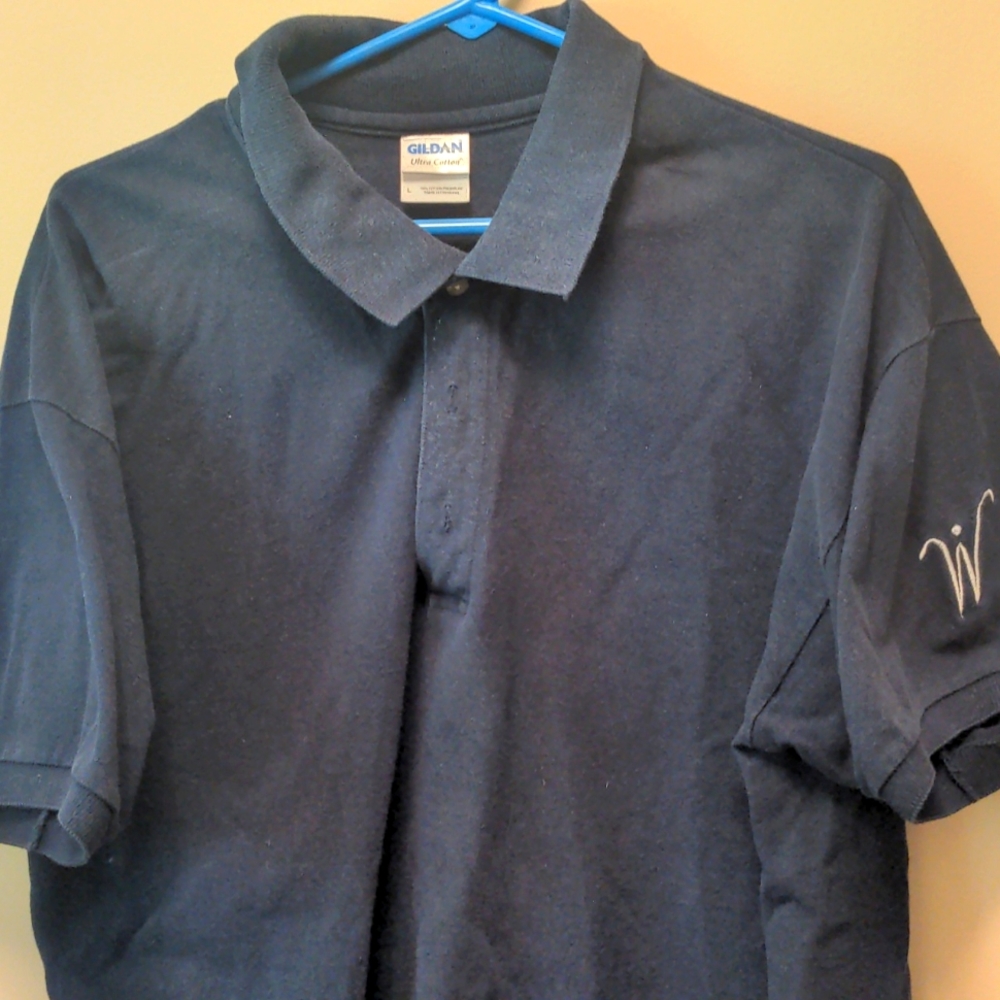 Men's navy blue Gildan ultra cotton golf shirt